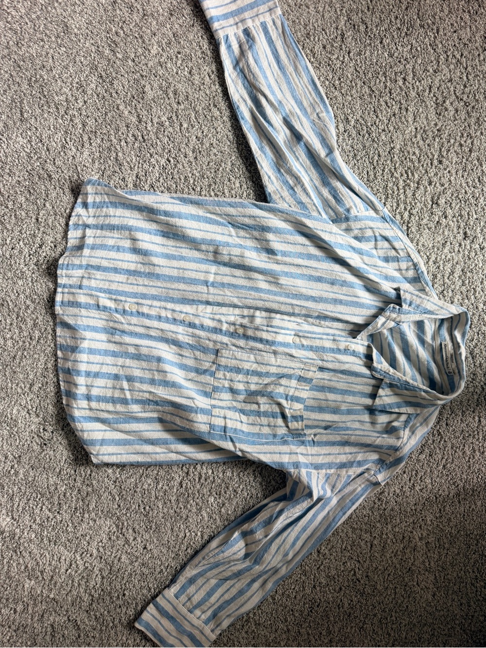 Abercrombie & Fitch Light Blue and White Striped Button-Down Shirt